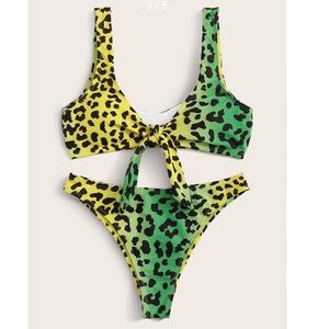 Leopard Print - Knot Front Bikini Set
